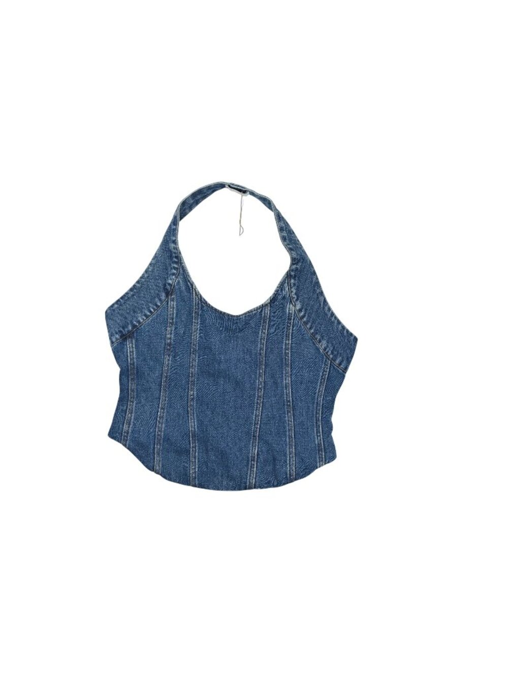 Meshki Meadow Denim Corset Halter Top in Dark Blue